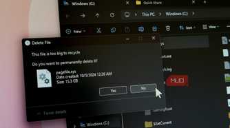 Pagefile sys delete dialog in Windows 11 File Explorer
