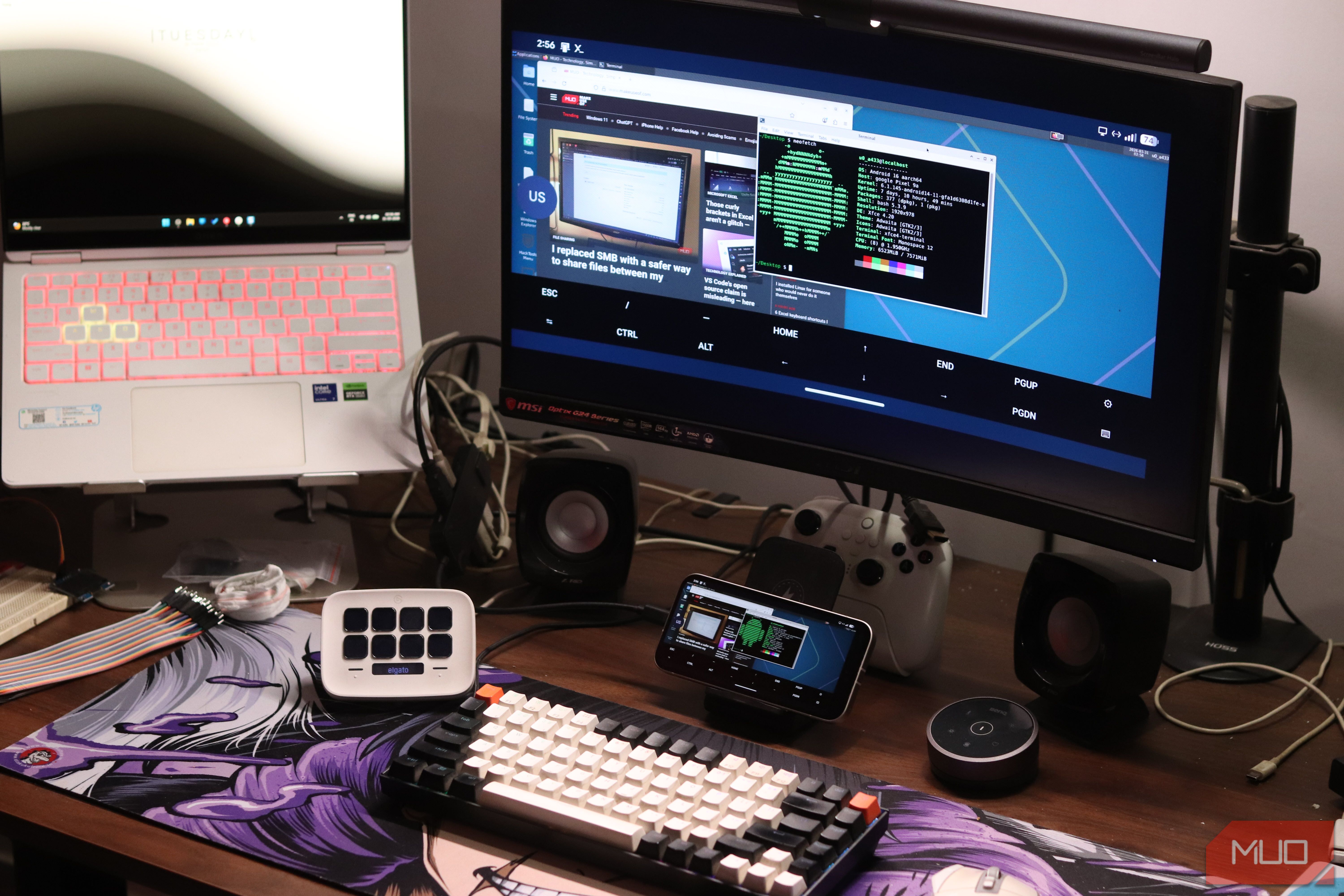 Pixel 9a mirroring Linux display.