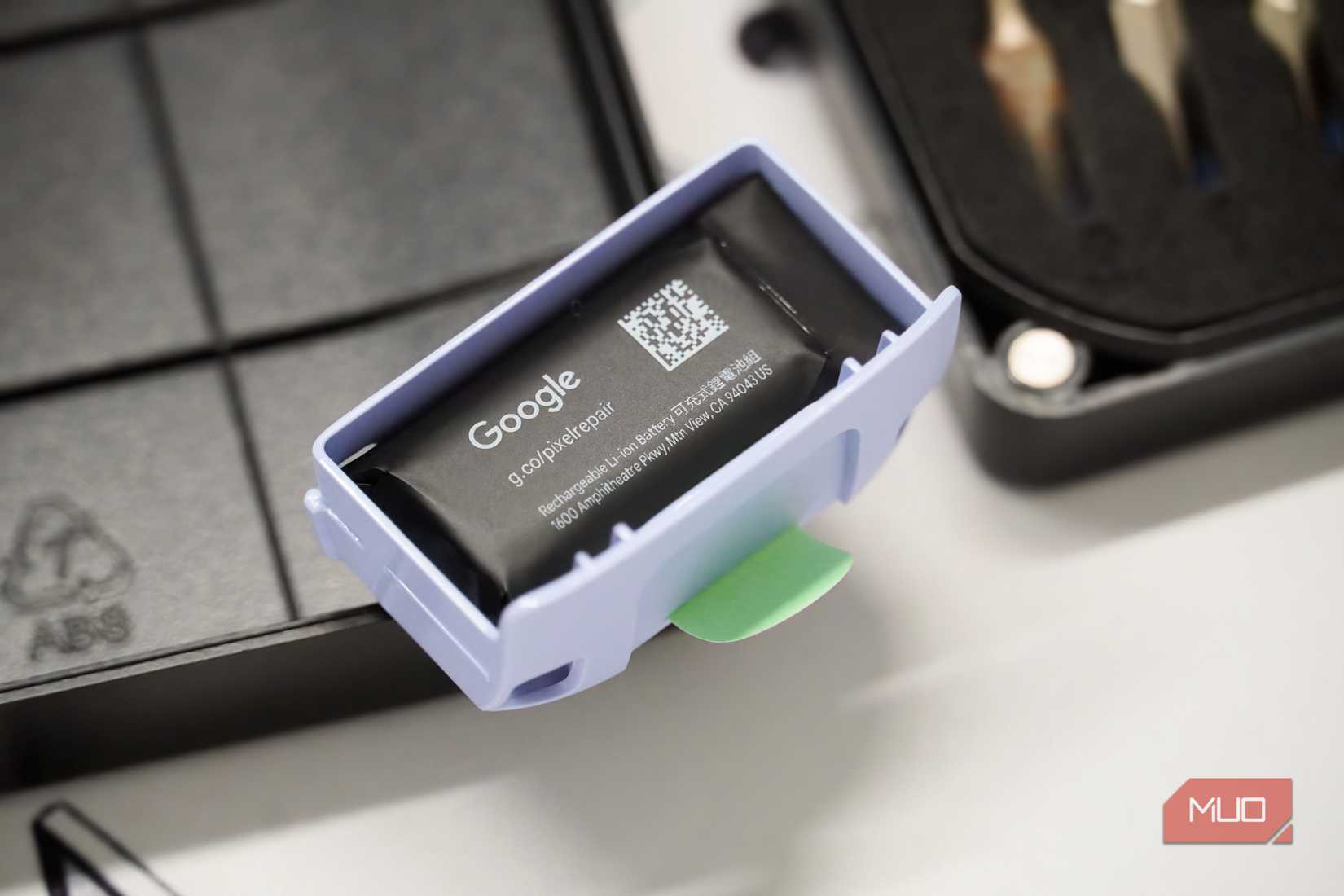 A close-up shot of the Pixel Buds 2a battery compartment.