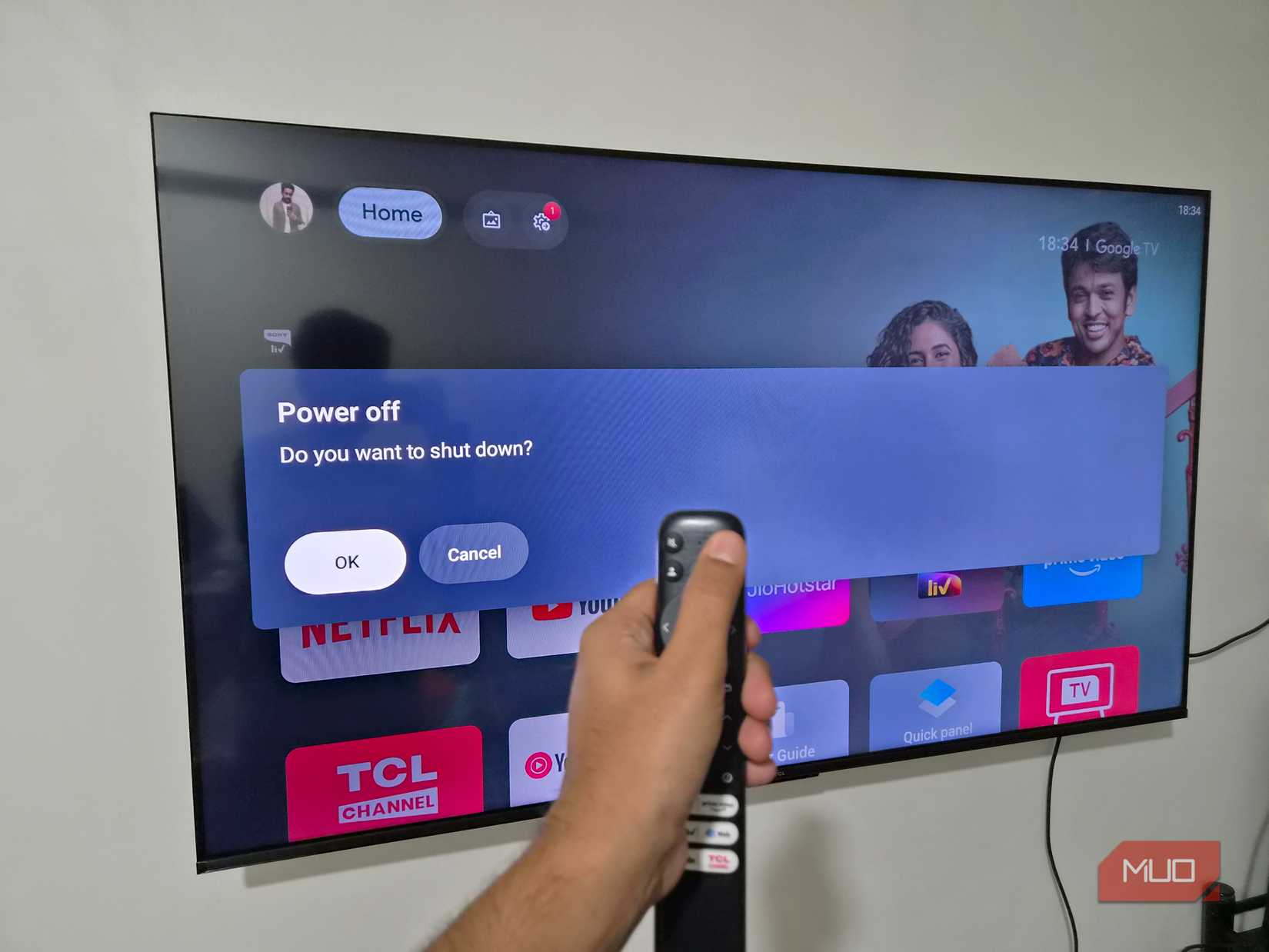 Power off Google TV
