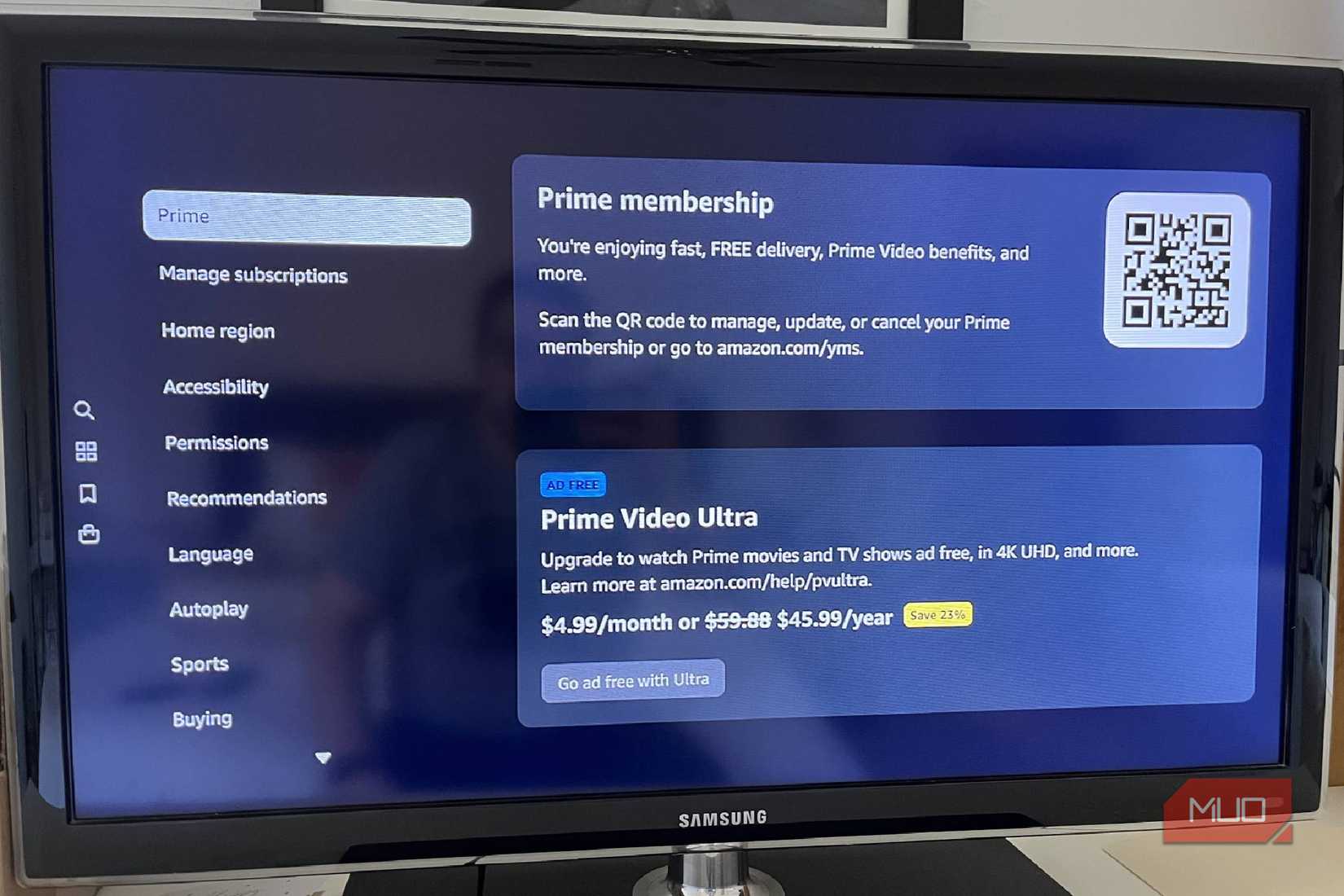 Prime Video Ultra signup in Prime Video