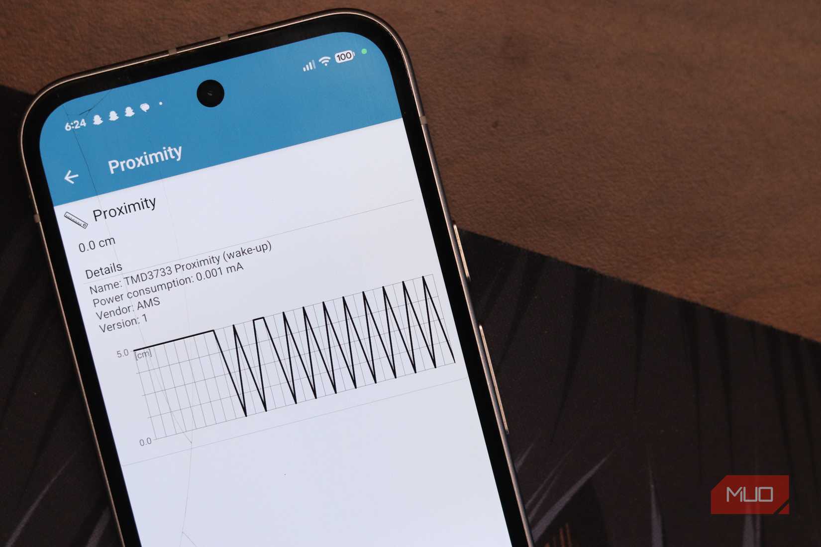 Proximity sensor reading on Pixel9a.