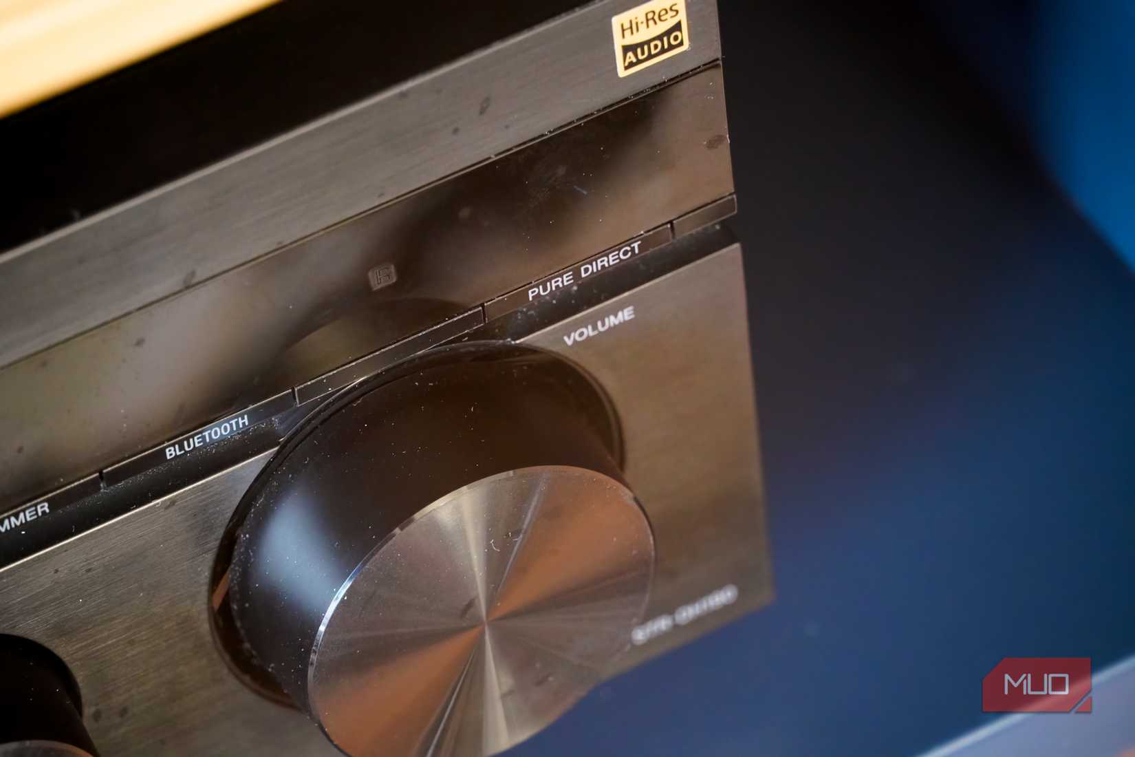 The pure direct button on an AV receiver