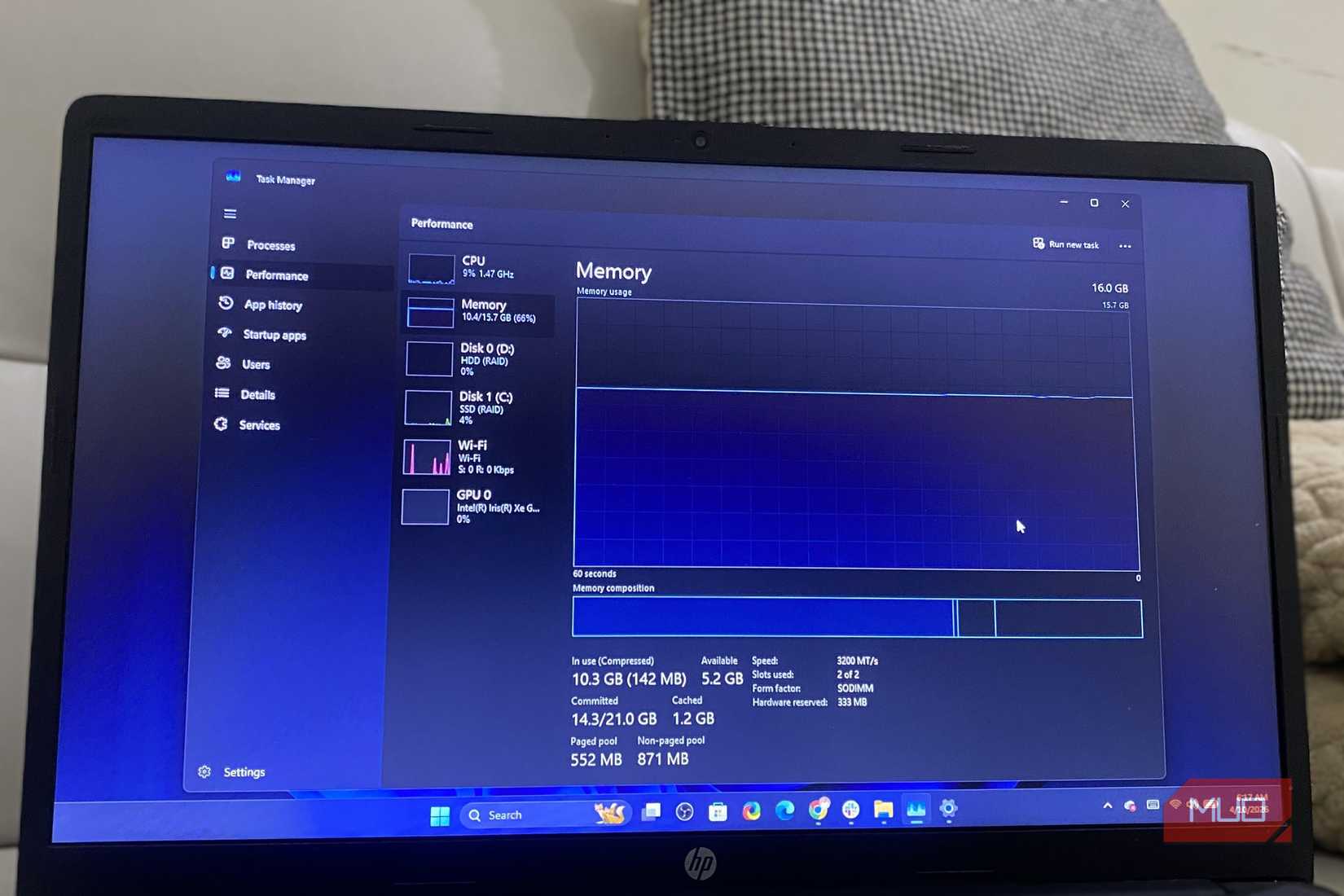 RAM usage on Windowa