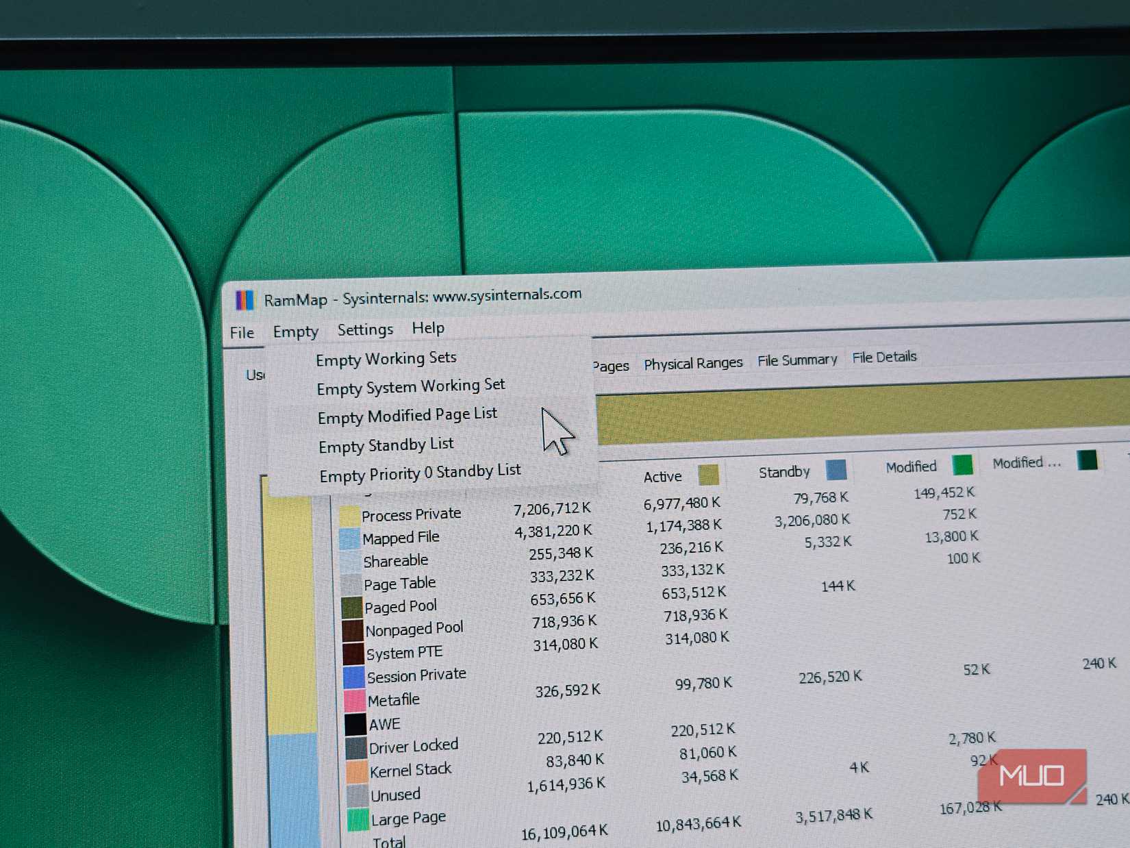 RAmmap empty options on Windows 11