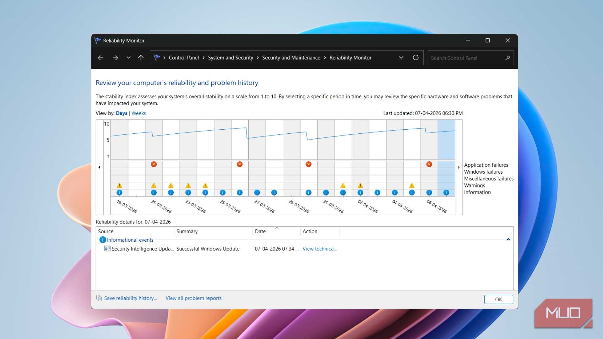I found Windows' built-in crash history tool — it goes back years and I ...