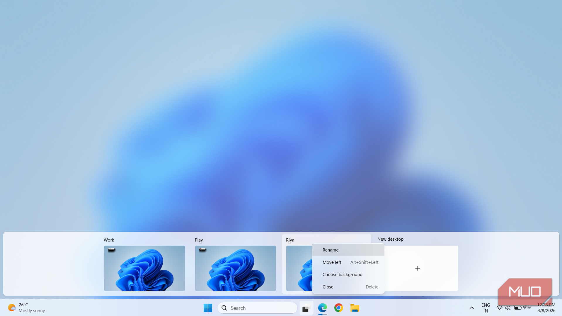 Rename virtual desktop on Windows