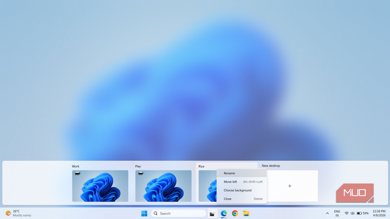 Rename virtual desktop on Windows