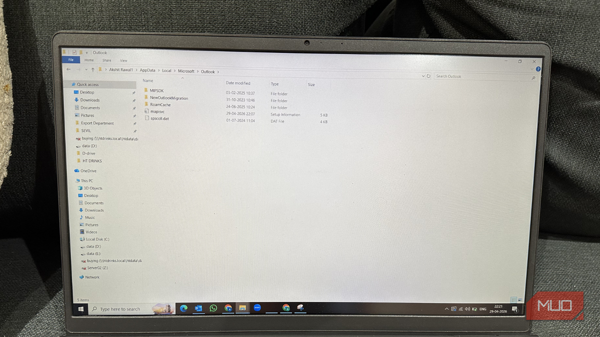 Outlook was using 15 GB on my laptop and I didn't realize until I looked in the right place