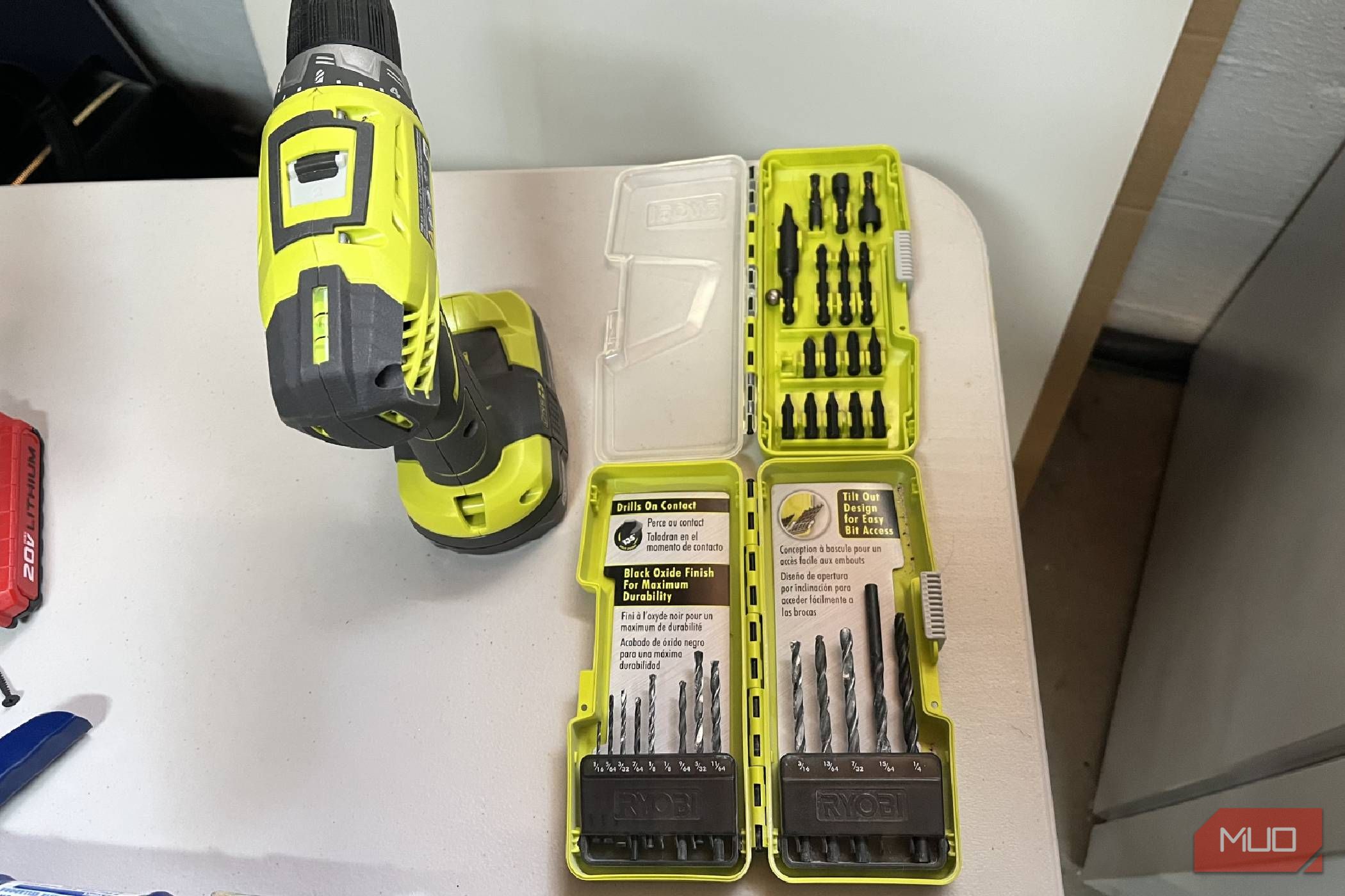 RYOBI ONE+ 18V drill driver with drill bits