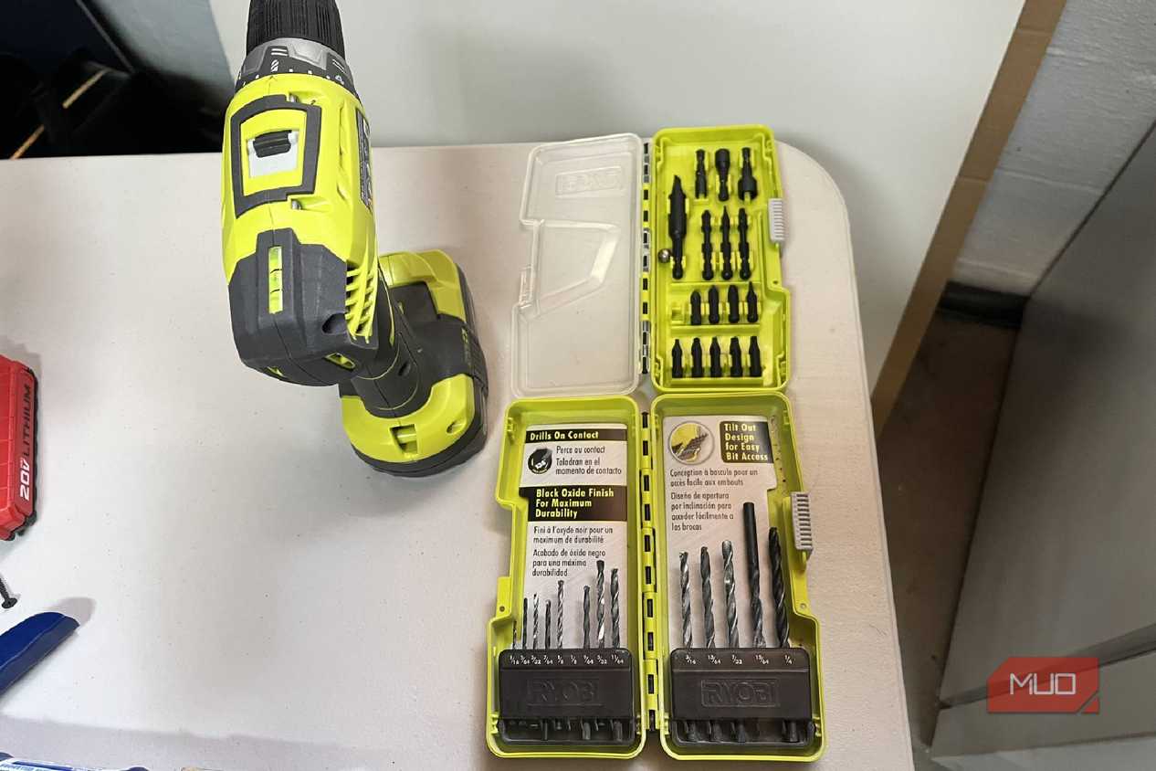 RYOBI ONE+ 18V drill driver with drill bits