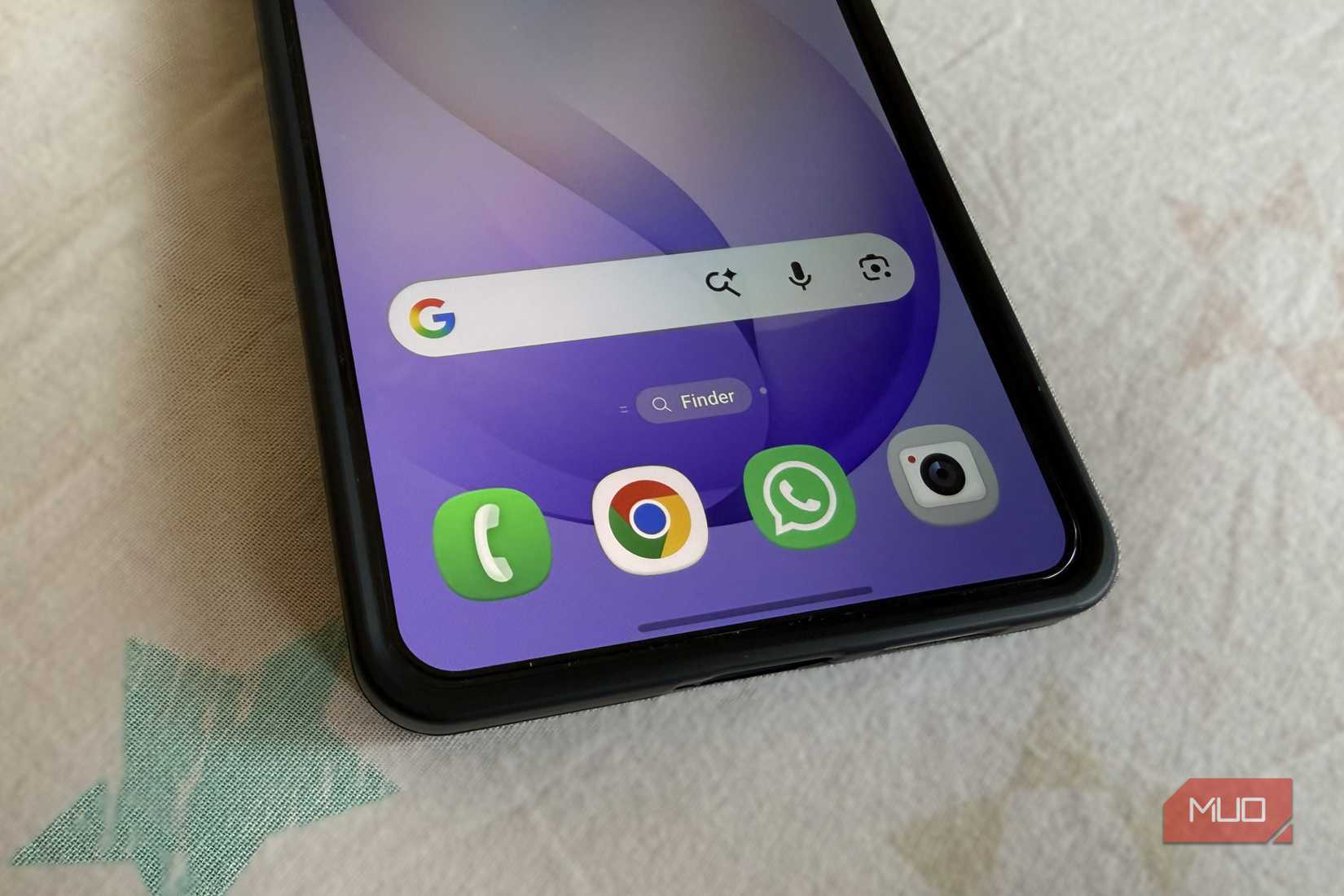 Samsung phone showing home screen