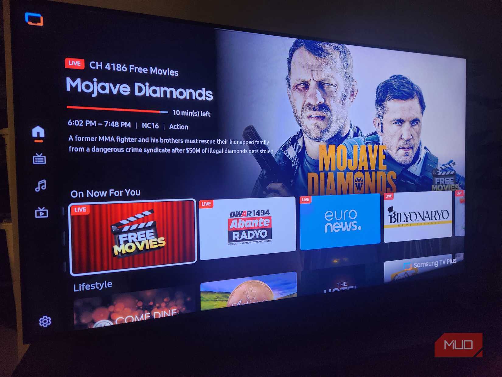 The Samsung TV Plus movie homepage.