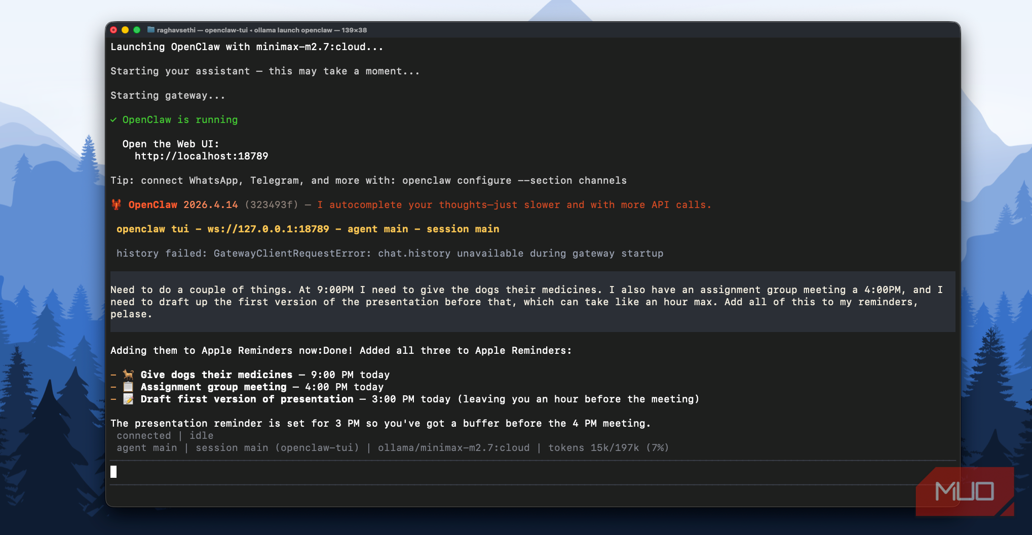 OpenClaw setting up reminders