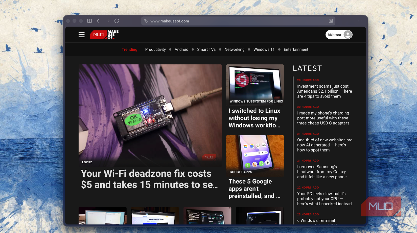 screenshot of notebookcheck website showing tech articles and reviews on computer browser