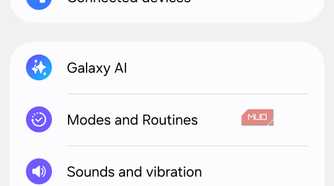 Settings menu on Android phone