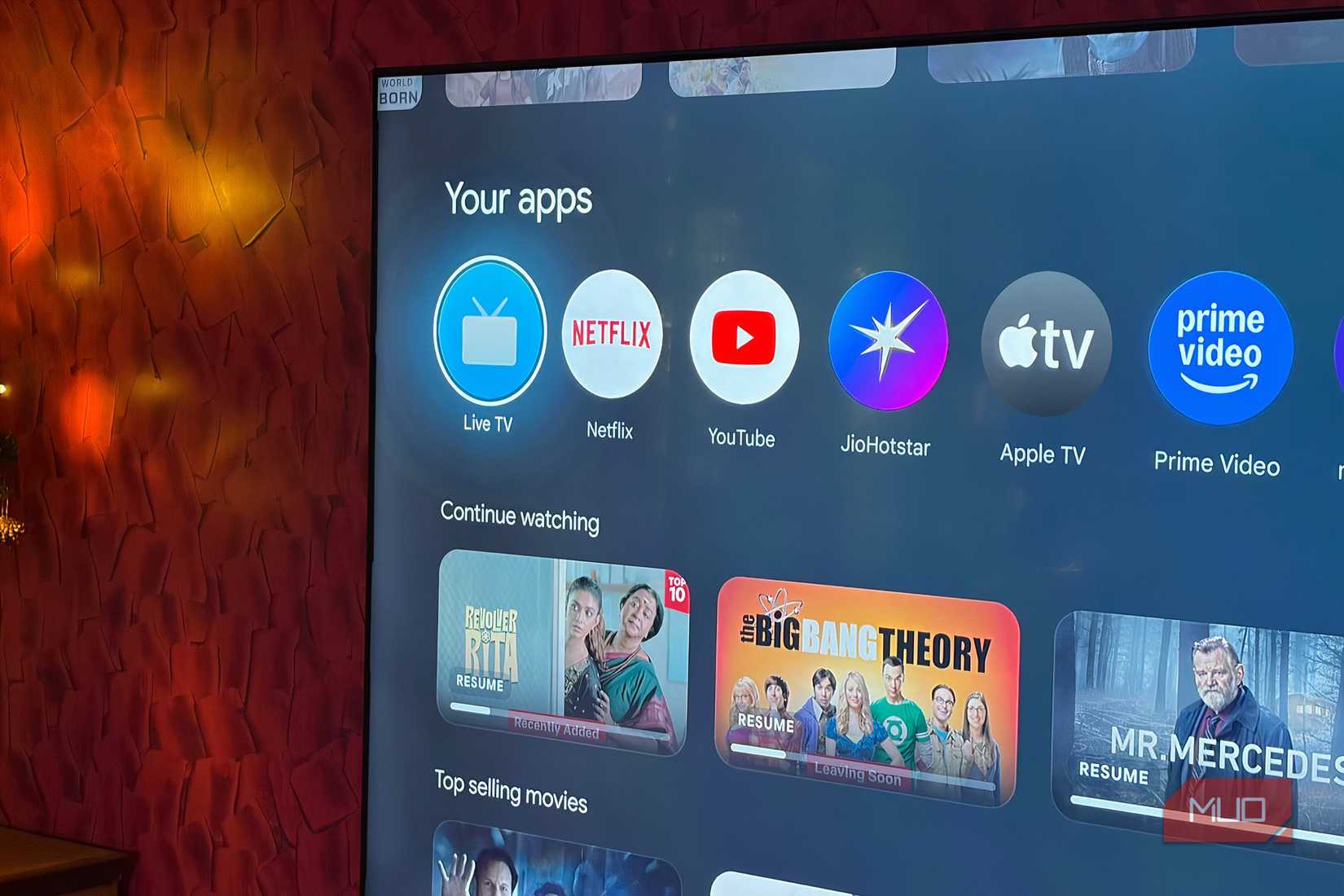Smart TV 'your apps' section opened