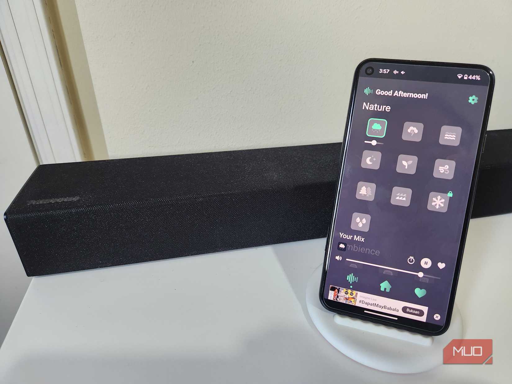 A soundbar used for ambient noise.