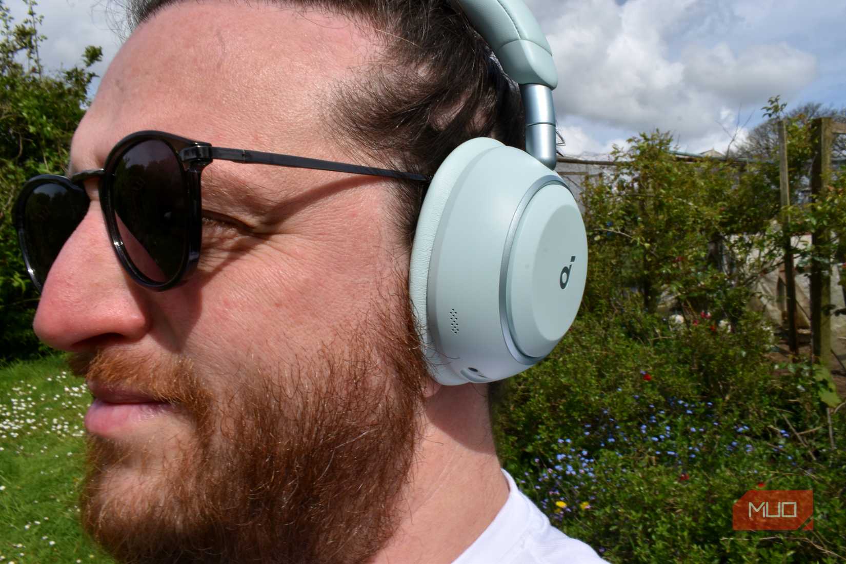 soundcore space 2 headphones worn by man.