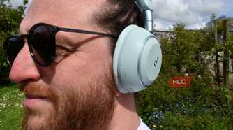 soundcore space 2 headphones worn by man.