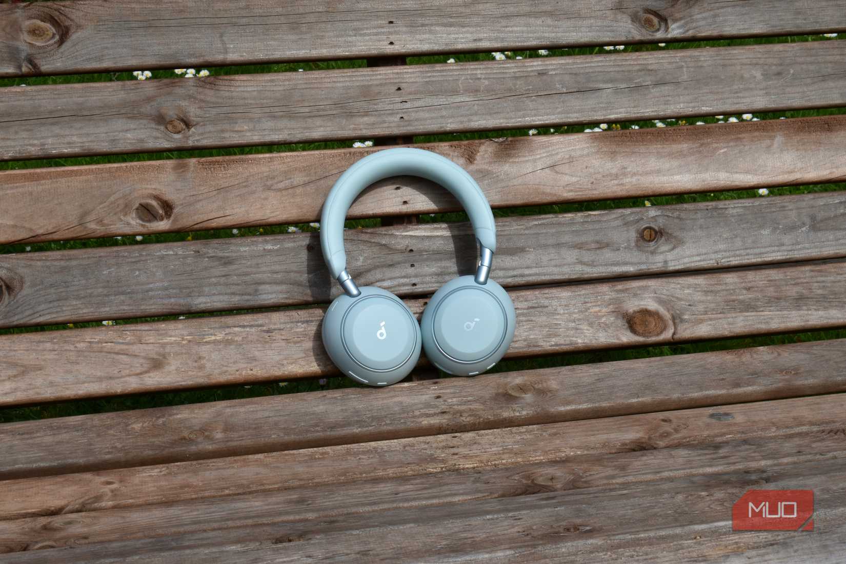 soundcore space 2 rear on bench.