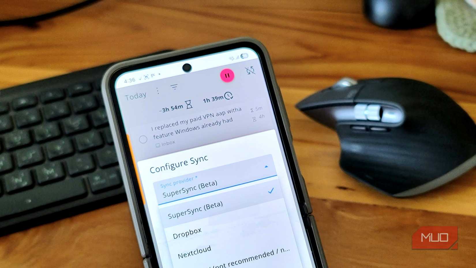 Super-productivity sync option on a Galaxy Z Flip 6