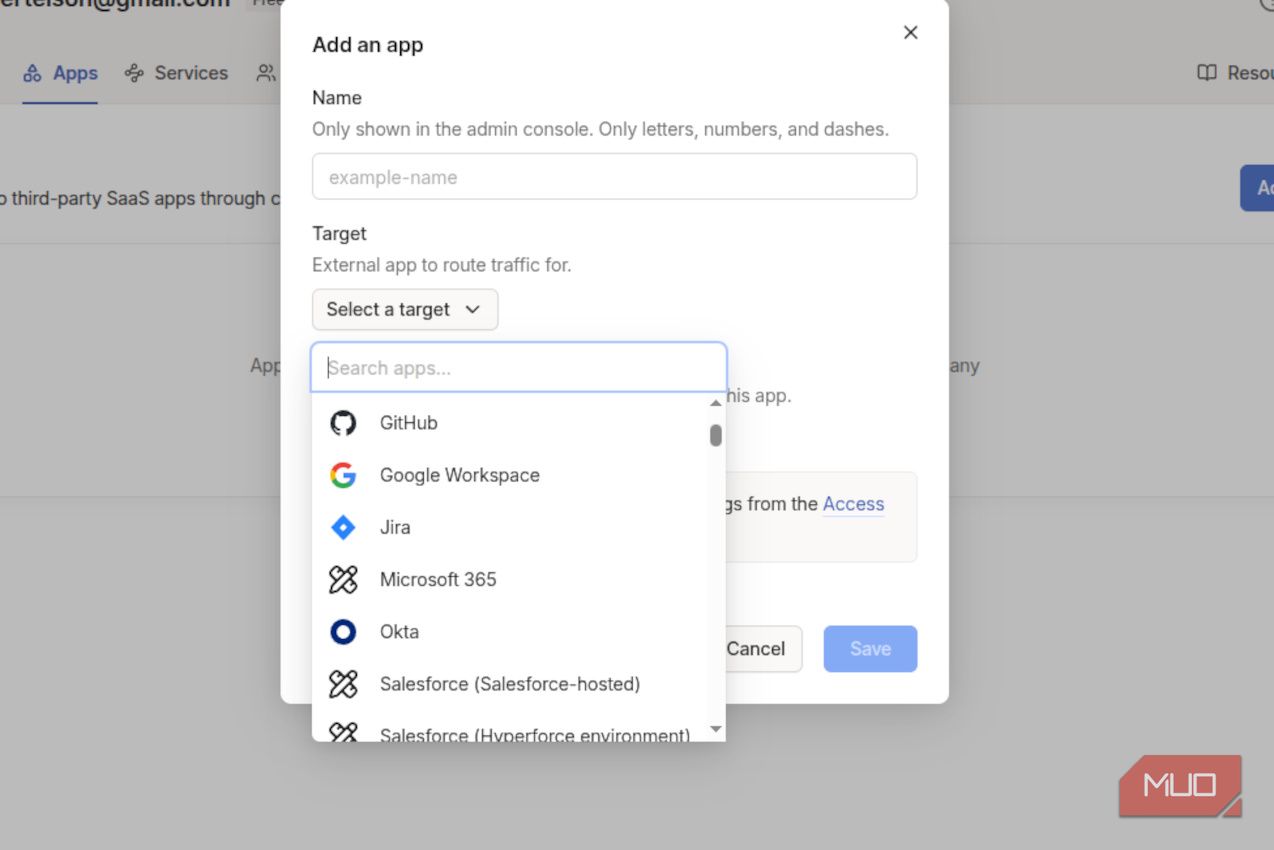 Apps list in tailscale.