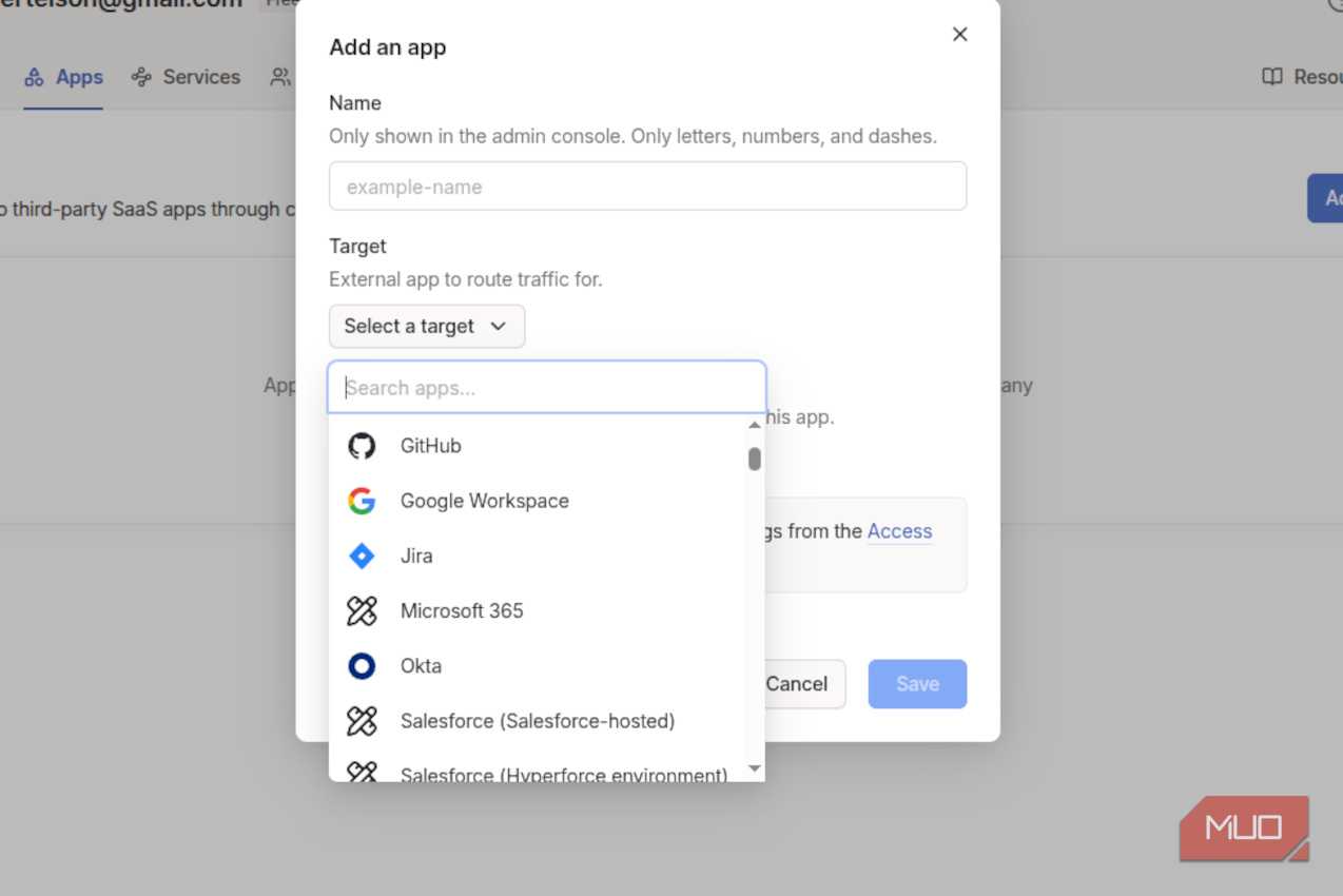 Apps list in tailscale.