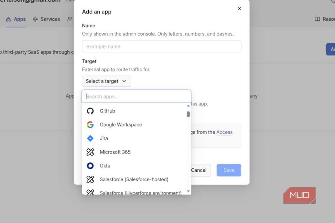 Apps list in tailscale.