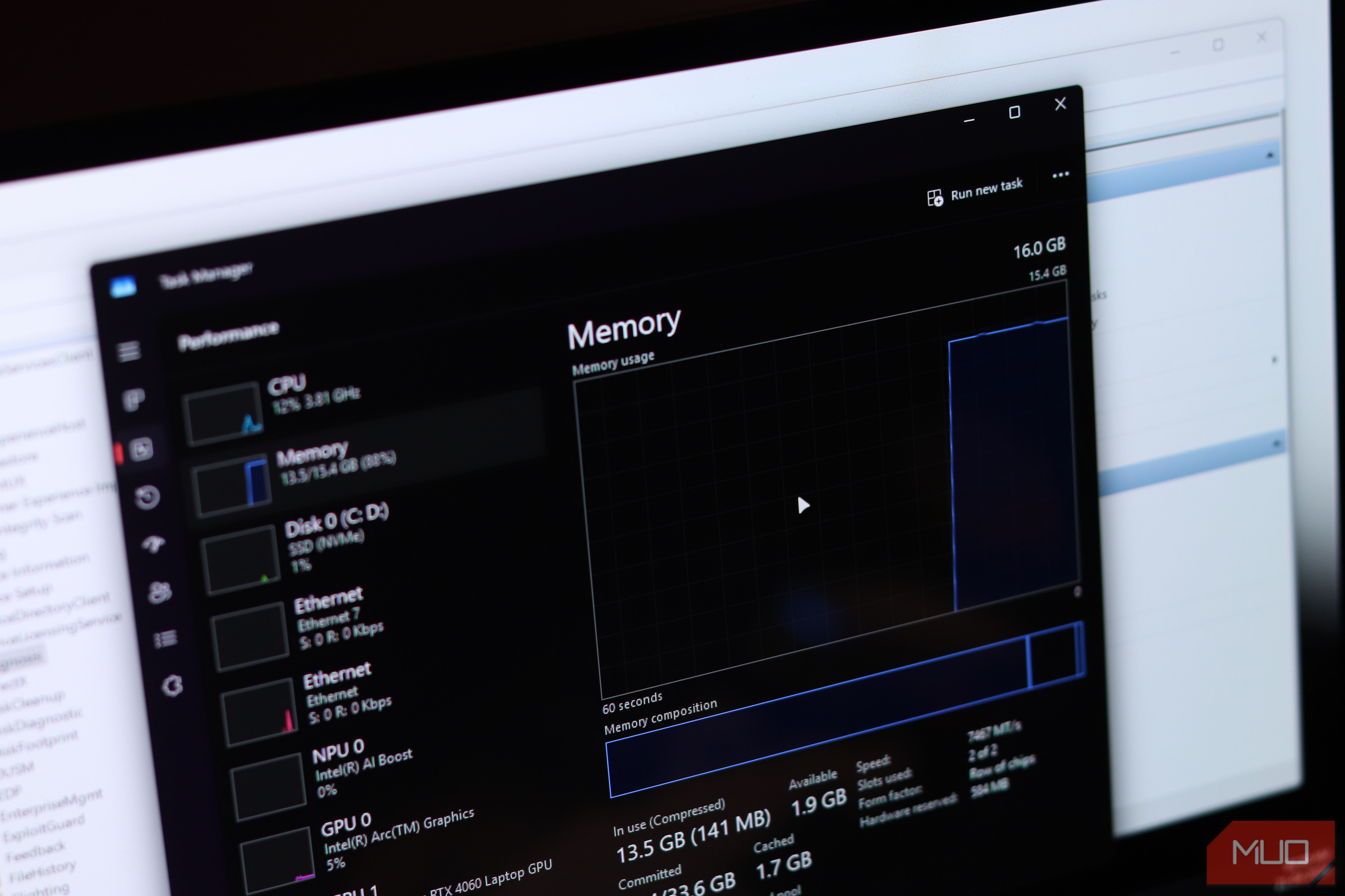 Task Manager's memory view collapses all allocation types into a single unhelpful graph