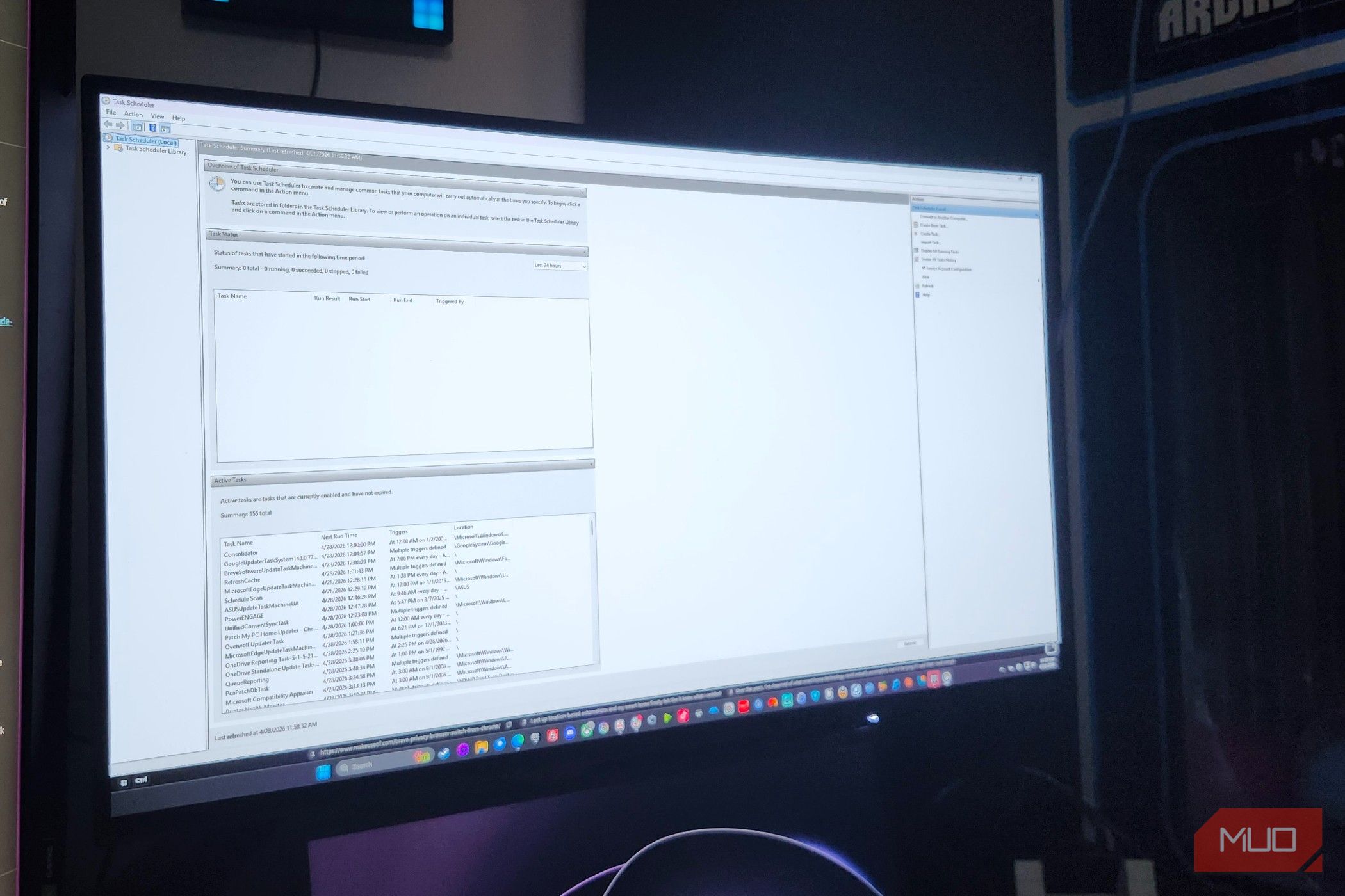 Task Scheduler showing 155 tasks