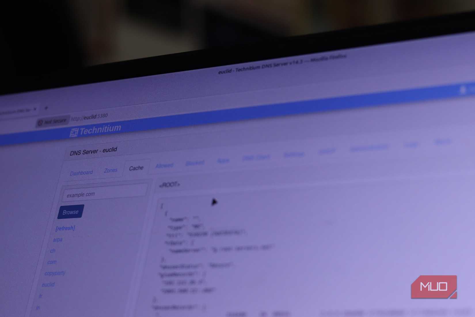 Technitium DNS Server menus.