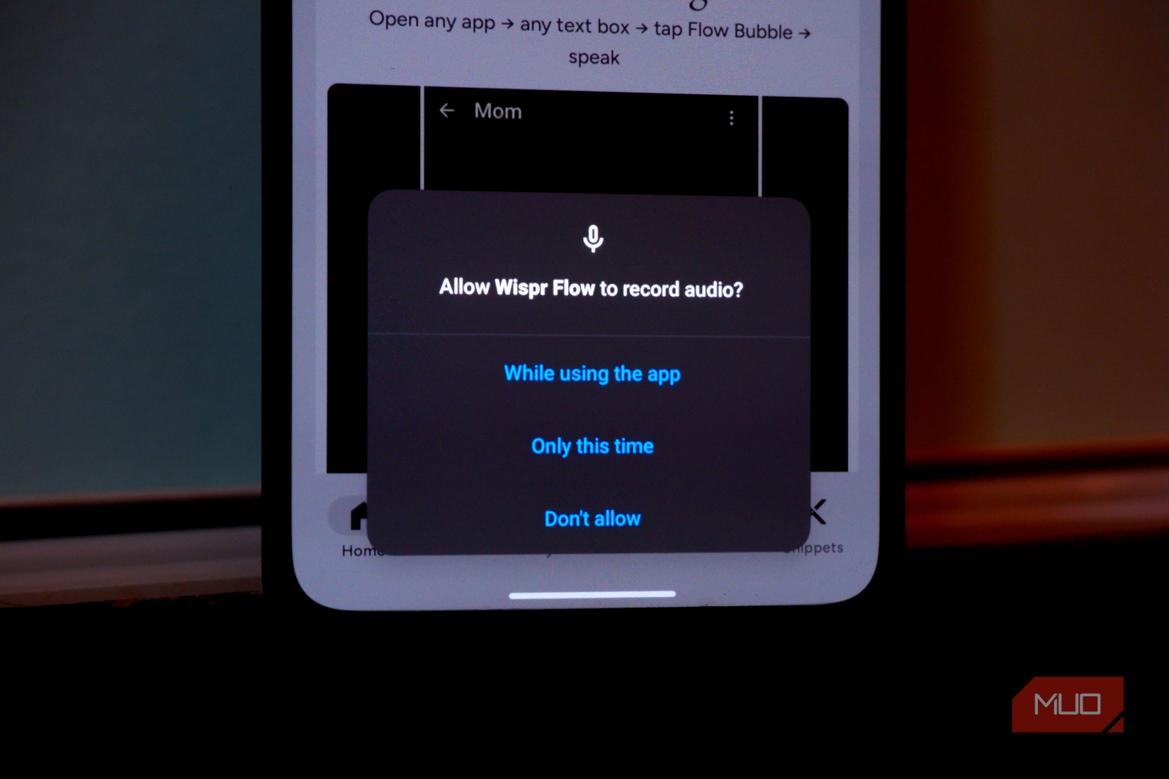 Android phone showing permissions interface
