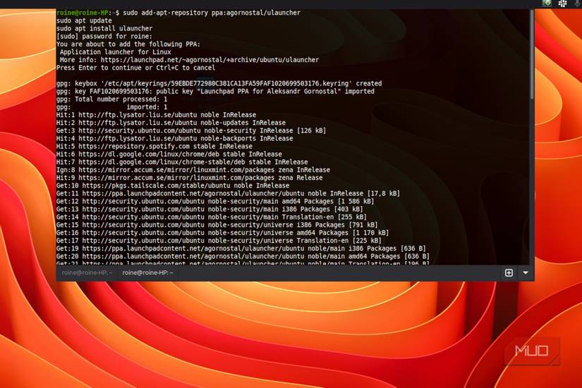 Ulauncher install in terminal.