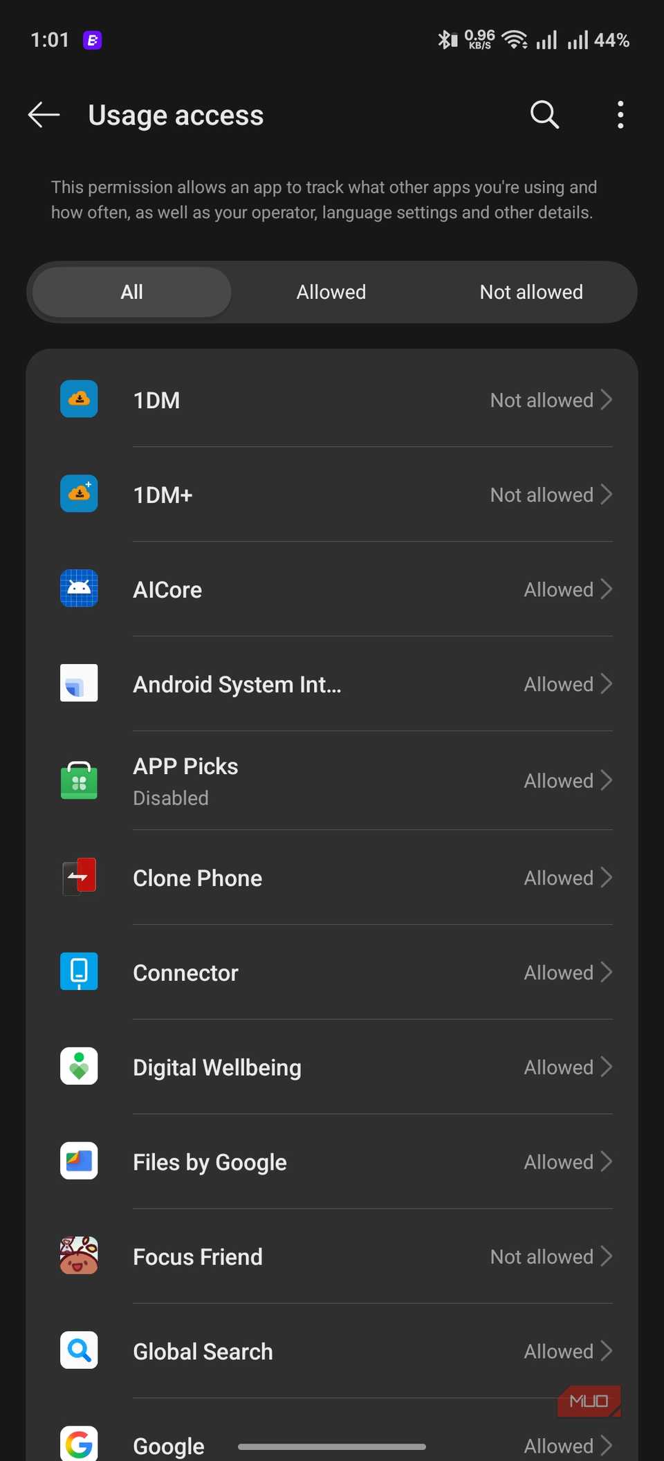 I found a second permissions menu on Android that most people never check