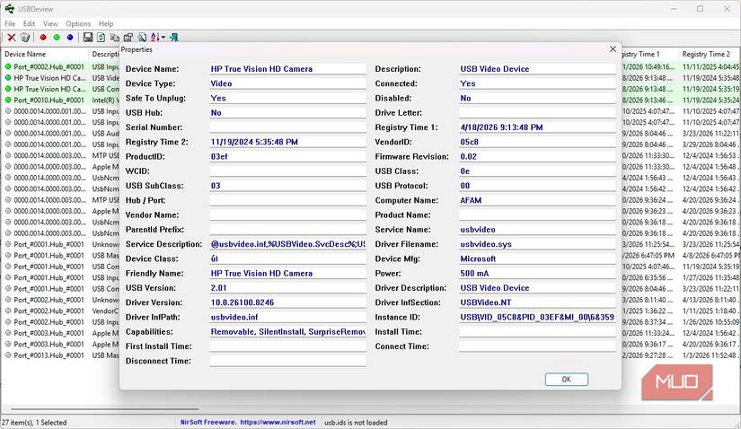 Windows keeps a complete history of every USB device ever connected to ...