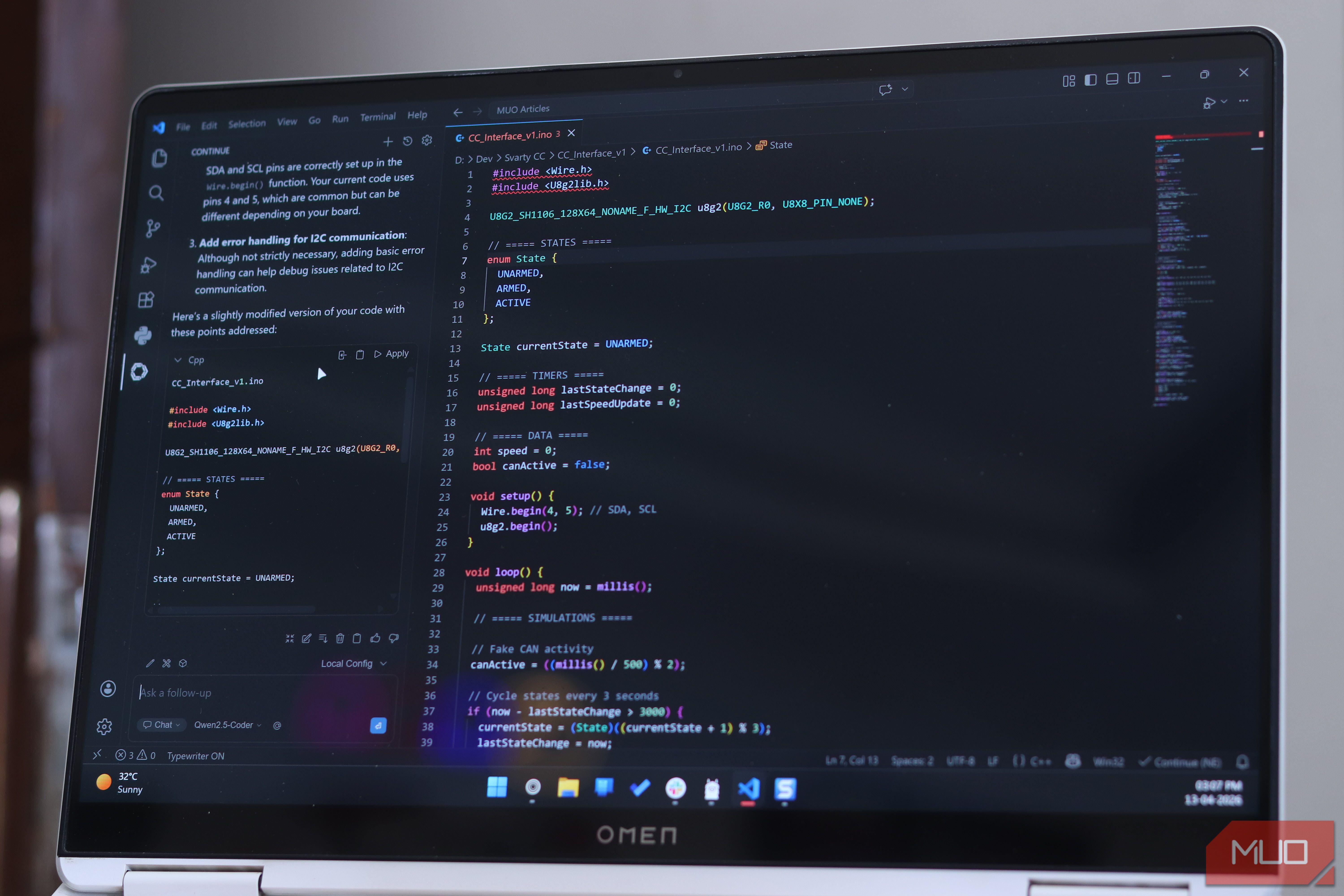 VS Code with AI in Continue extension on Windows 11.