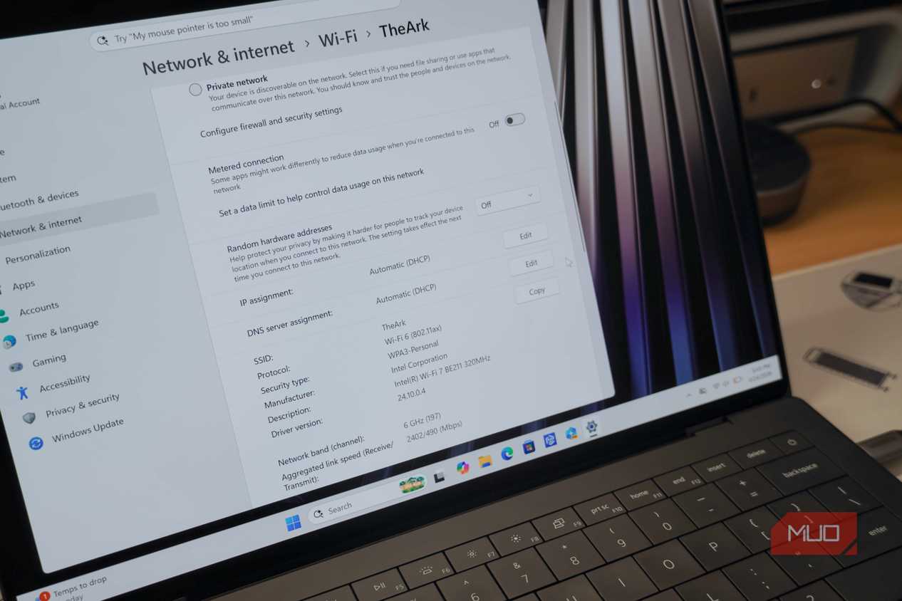 Windows 6Ghz Wi-Fi connectivity settings.