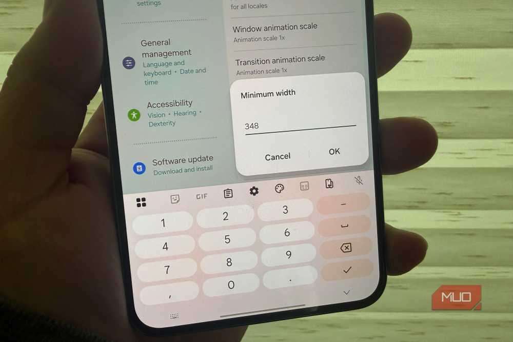 Adjusting display density in Developer Options enables two-column layouts in supported apps