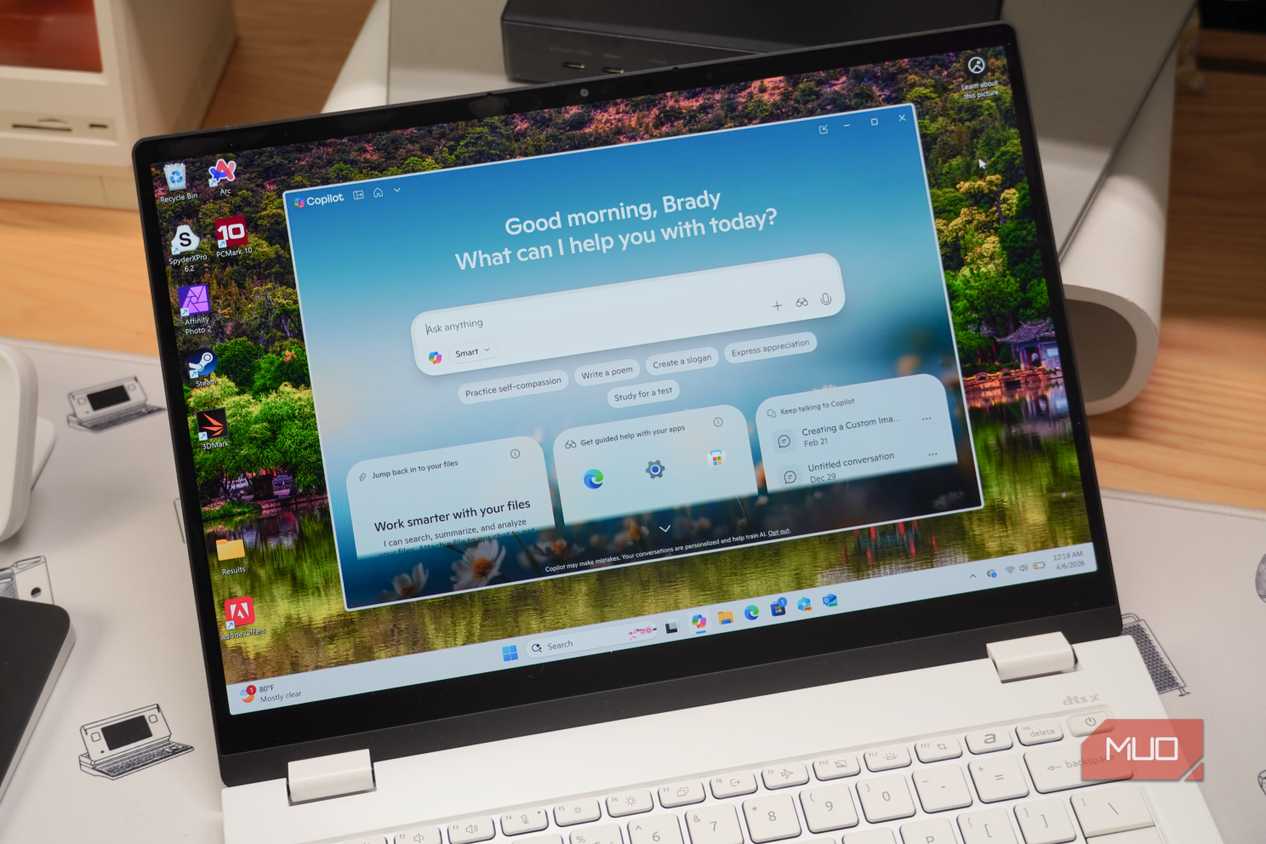Copilot app running on a Windows 11 laptop.