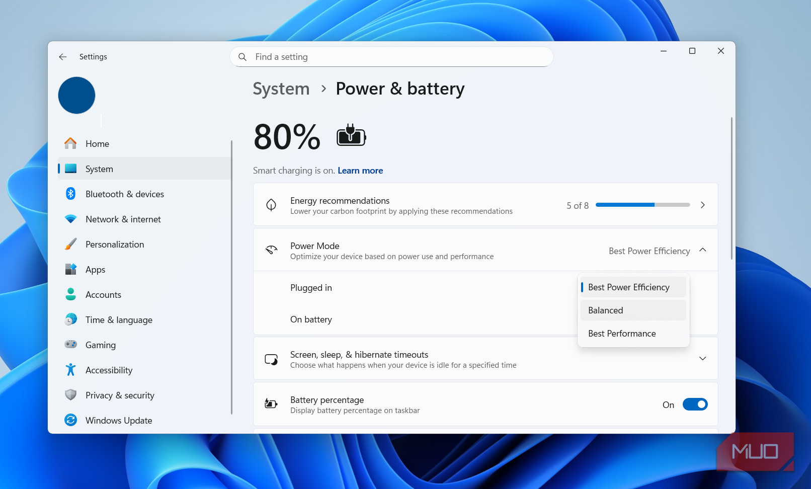 Windows 11 power mode setting