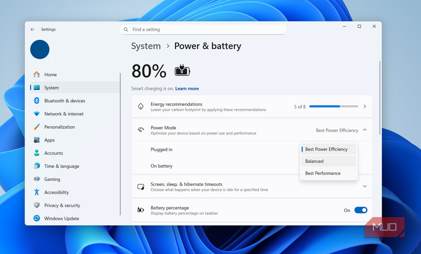 Windows 11 power mode setting