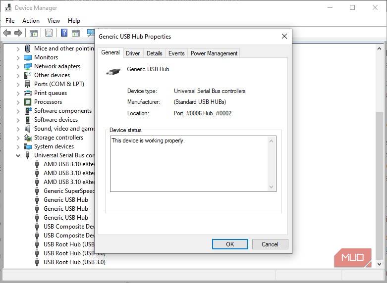 windows device manage usb controllers.