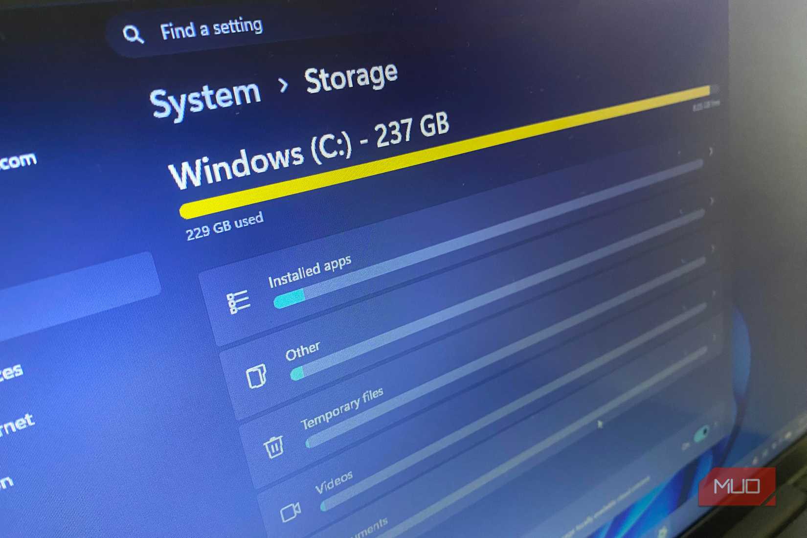 Windows storage