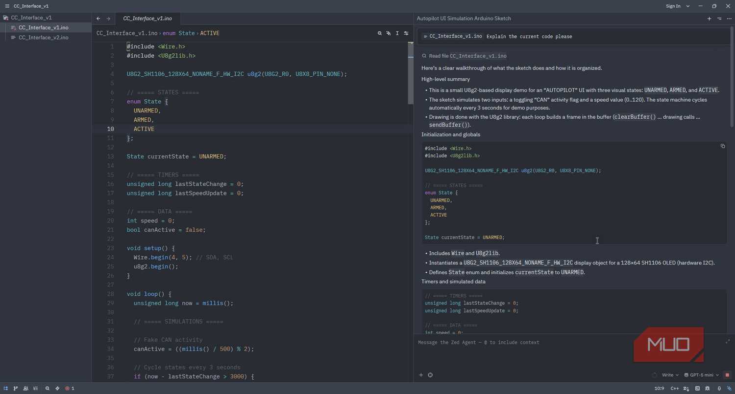 Zed edior AI-based code suggestion.