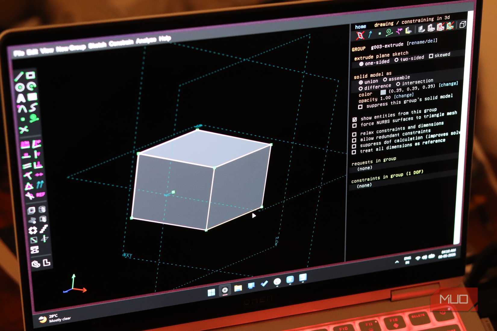 Windows の SolveShape での 3D 形状。