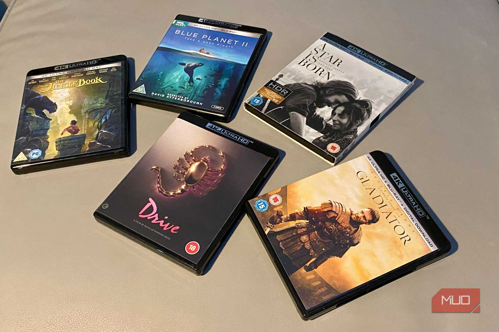 A collection of 4K Blu-ray discs