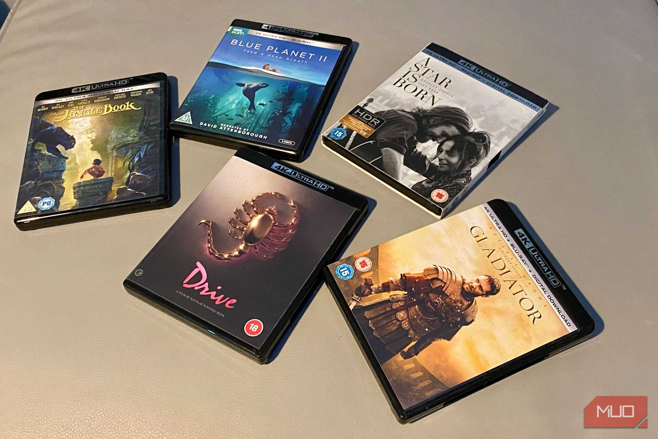 A collection of 4K Blu-ray discs