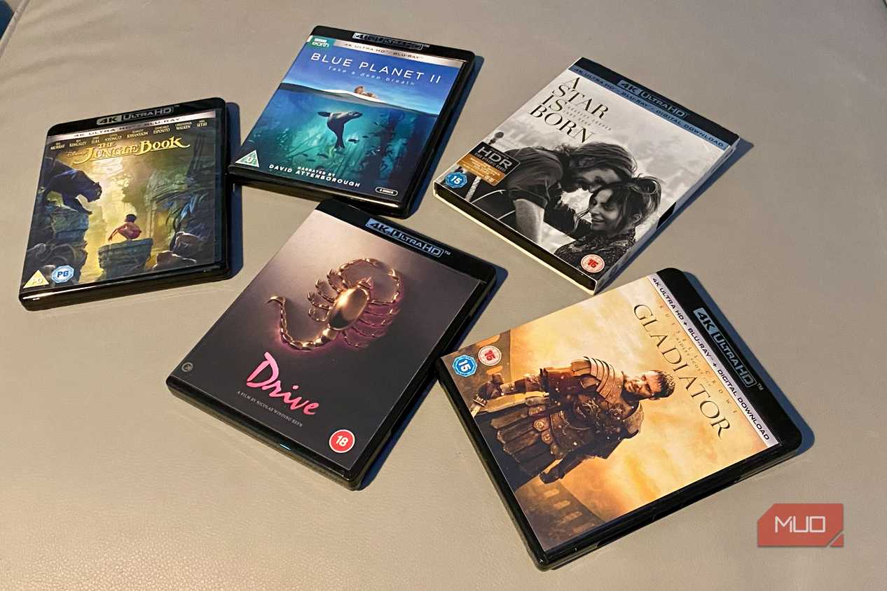A collection of 4K Blu-ray discs