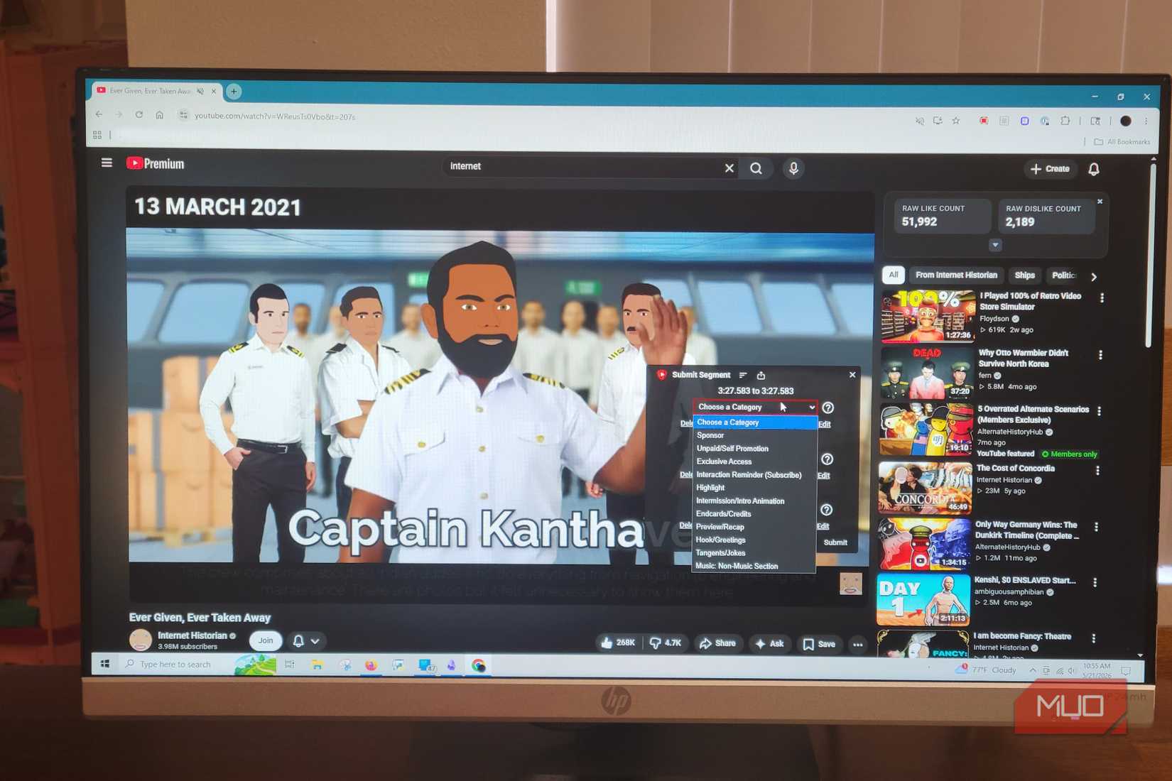 A Chrome Extension for SponsorBlock being used in Chrome
